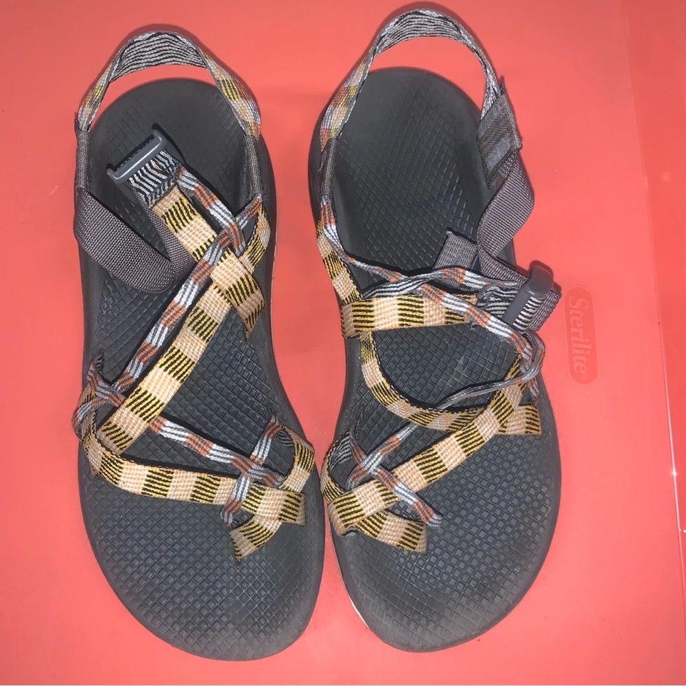 Chaco Black and Yellow Strappy Sandals